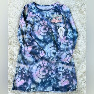Wonder Nation Girls Long Sleeve tie dye Fleece Sleep Gown size 7/8